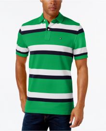 Tommy Hilfiger Men s Ace Striped Polo in green x at Macys