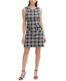 Tommy Hilfiger Petite Textured Knit Plaid A-Line Dress - Macys at Macys