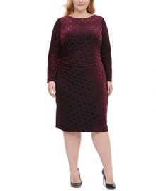 Tommy Hilfiger Plus Size Long-Sleeve Velvet Burnout Sheath Dress   Reviews - Dresses - Plus Sizes - Macy s at Macys