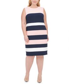 Tommy Hilfiger Plus Size Scuba Crepe Colorblock Sheath Dress   Reviews - Dresses - Plus Sizes - Macy s at Macys