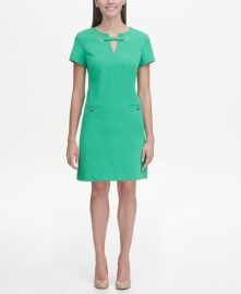 Tommy Hilfiger Scuba Crepe Grommet Top Pocket Dress  Reviews - Dresses - Women - Macys at Macys