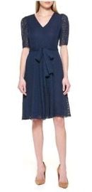 Tommy Hilfiger Short Puff Sleeve Solid Chiffon Fit amp Flare Dress Navy Blue Sz 4 eBay at eBay