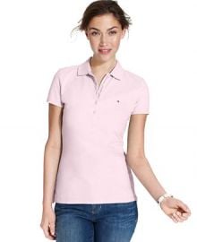 Tommy Hilfiger Short-Sleeve Polo Top in New Ballerina Pink at Macys