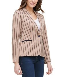 Tommy Hilfiger Striped Elbow Patch Blazer - Macys at Macys