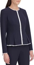 Tommy Hilfiger Women39s Peplum Collarless Zip Front Blazer Jacket at Womens Clothing store at Amazon