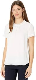 Tommy Hilfiger Women39s Womasn Short Sleeve Ruffle Top at  Womens Clothing store at Amazon