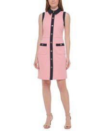 Tommy Hilfiger Womens Contrast-Trim Sheath Dress - Macys at Macys