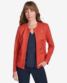 Tommy Hilfiger Womens Faux-Suede Band Jacket - Macys at Macys