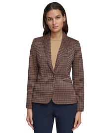 Tommy Hilfiger Womens One-Button Plaid Blazer - Macys at Macys