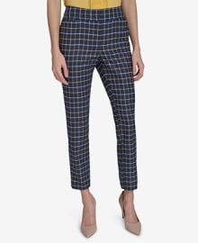 Tommy Hilfiger Womens Plaid-Print Slim-Fit Ankle Pants - Macys at Macys