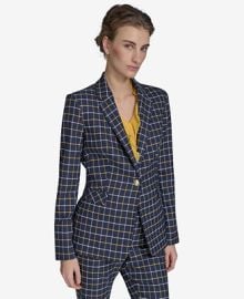 Tommy Hilfiger Womens Plaid-Print Slim-Fit Single-Button Blazer - Macys at Macys