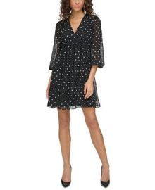 Tommy Hilfiger Womens Polka Dot Chiffon Fit Flare Dress - Macys at Macys