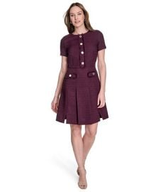 Tommy Hilfiger Womens Round-Neck Fringe-Trim Dress - Macys at Macys
