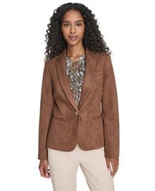 Tommy Hilfiger Womens Scuba Suede One Button Collared Blazer - Macys at Macys