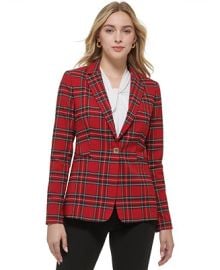 Tommy Hilfiger Womens Slim Fit One-Button Plaid Blazer - Macys at Macys