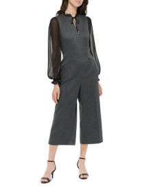 Tommy Hilfiger Womens Tie-Neck Cropped Jumpsuit - Macys at Macys