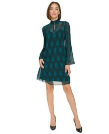 Tommy Hilifiger Womens Ruffled Keyhole-Neck Dress - Macys at Macys