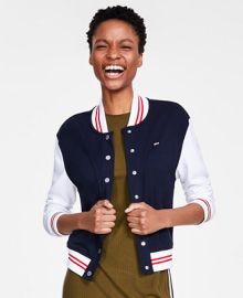 Tommy Jeans Womens French Terry Long-Sleeve Varsity Jacket - Macys at Macys