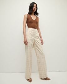 Tonelli Plaid Pant in EcruDeep Ochre at Veronica Beard