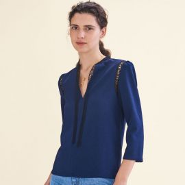 Top: Blouse with Braid Trim by Maje at Maje