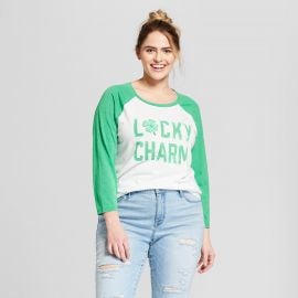 Top: St. Patrick\'s Day Lucky Charm Short Sleeve Raglan Graphic T-Shirt by Target at Target