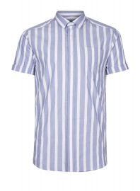 Topman Blue and White Striped Smart Shirt  at Topman