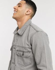 Topman Considered organic cotton denim jacket in gray at ASOS