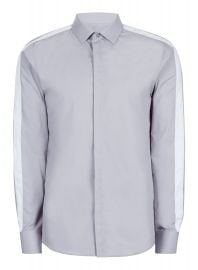 Topman Gray Contrast Stripe Smart Shirt at Topman