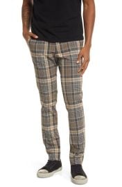 Topman Mens Skinny Check Pants in Stone Size 32 X 34 at Nordstrom