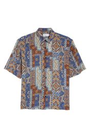 Topman Oversize Vintage Print Short Sleeve Button-Up Shirt at Nordstrom