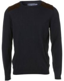 Topman Shoulder Patch Crewneck Sweater in Blue at Nordstrom