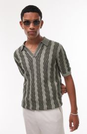 Topman Wavy Vertical Stripe Polo Sweater at Nordstrom