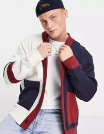 Topman color block cardigan in navy at ASOS