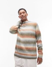 Topman fluffy ombre sweater in brown ASOS at ASOS