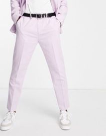 Topman slim suit pants in lilac crepe at ASOS