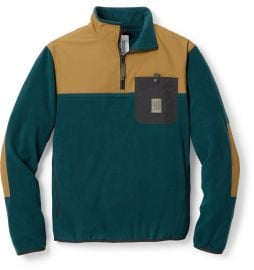 Topo Designs Vista Quarter Zip Lightweight Fleece Pullover in Pond Blue Dark Khaki at Rei