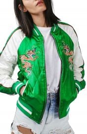 Topshop  Leo  Dragon Embroidered Bomber Jacket at Nordstrom