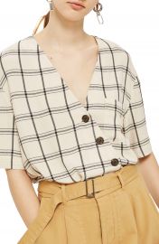 Topshop Ashley Check Asymmetrical Top at Nordstrom