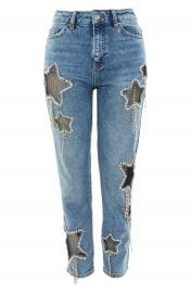 Topshop Bleach Diamante Star Jeans at Nordstrom