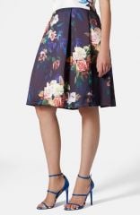 Topshop Blur Rose Print Midi Skirt at Nordstrom