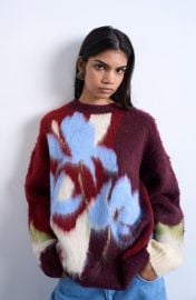 Topshop Blurred Floral Fuzzy Sweater at Nordstrom