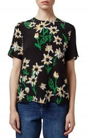 Topshop Boutique Daisy Print Silk Tee at Nordstrom