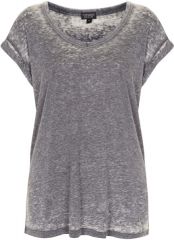 Topshop Burnout V-Neck Tee in grey at Nordstrom