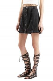 Topshop Button Front A-Line Denim Skirt at Nordstrom