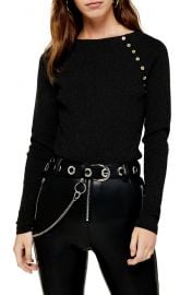 Topshop Button Ribbed Pullover at Nordstrom