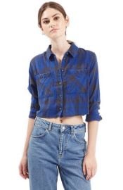 Topshop Chloe Crop Plaid Shirt at Nordstrom