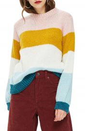 Topshop Colorblock Knit Pullover at Nordstrom