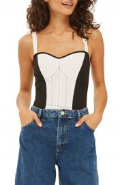 Topshop Corset Colorblock Bodysuit at Nordstrom