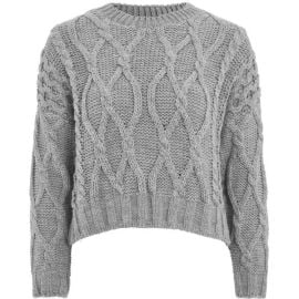 Topshop Crop Cable Knit Sweater at ASOS