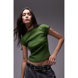 Topshop Curved Hem Fitted Stretch Cotton T-Shirt at Nordstrom